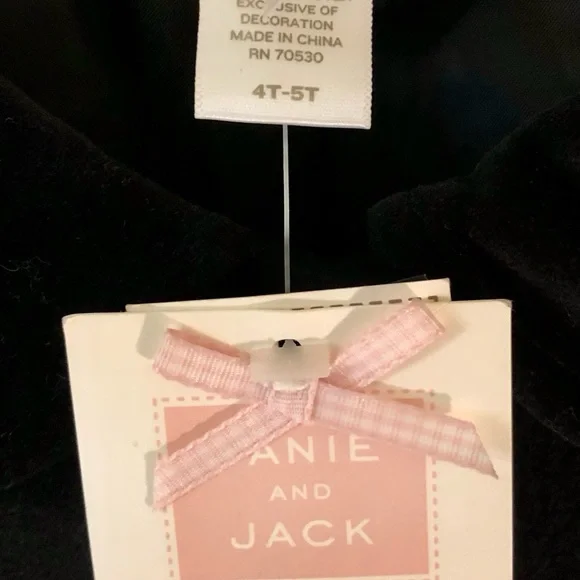 NWT Janie and Jack Black Italian Wool & Velvet Coat